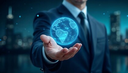 Fototapeta premium Global Business Technology AI and the Future in Your Hands