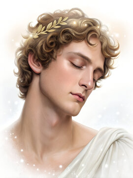 hypnos the god of sleep dreamy male face