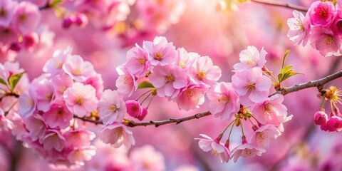 Obraz premium Pink Cherry Blossoms in Full Bloom: A Stunning Spring Display (4:3 Aspect Ratio)