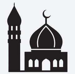 a minaret icon with a mosque silhouette vector art illustration, mosque in Abu Dhabi