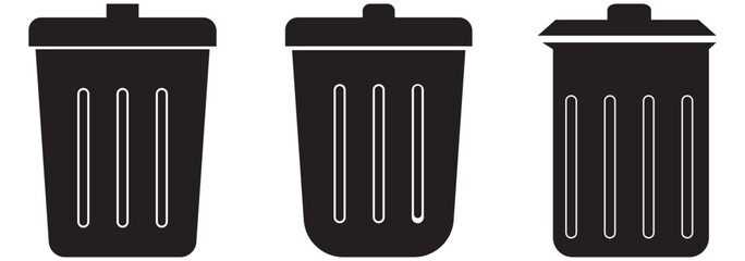 Trash bin. Vector isolated icons. Black vector trash dusbin  sign icon isolated elements. EPS 10 