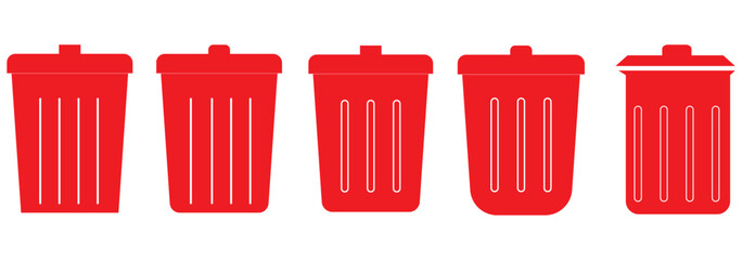 Trash bin. Vector isolated icons. Black vector trash dusbin  sign icon isolated elements. EPS 10 