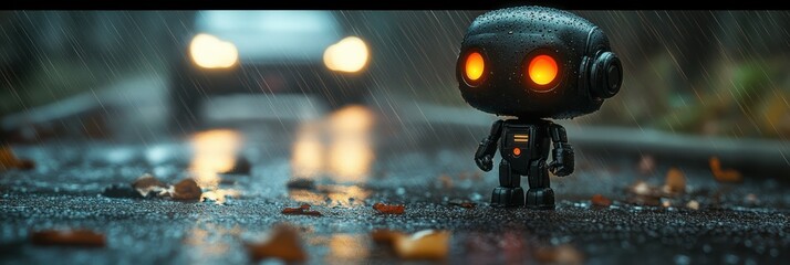 Robot Rain Street Scene.