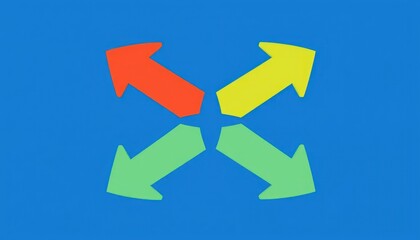 Four colored arrows intersecting in a cross pattern