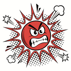 Angry Emoji in Pop Art Style