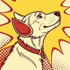 Cute Dog in Comic Pop Art Style
