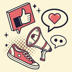 Pop Art Social Media Icons Set