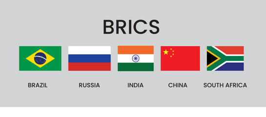 BRICS Members Countries flag design vector illustration.	
