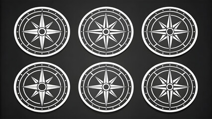 Set die sticker designs compasses with