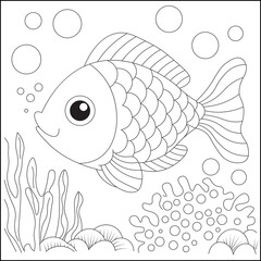 Fish in the sea coloring page
