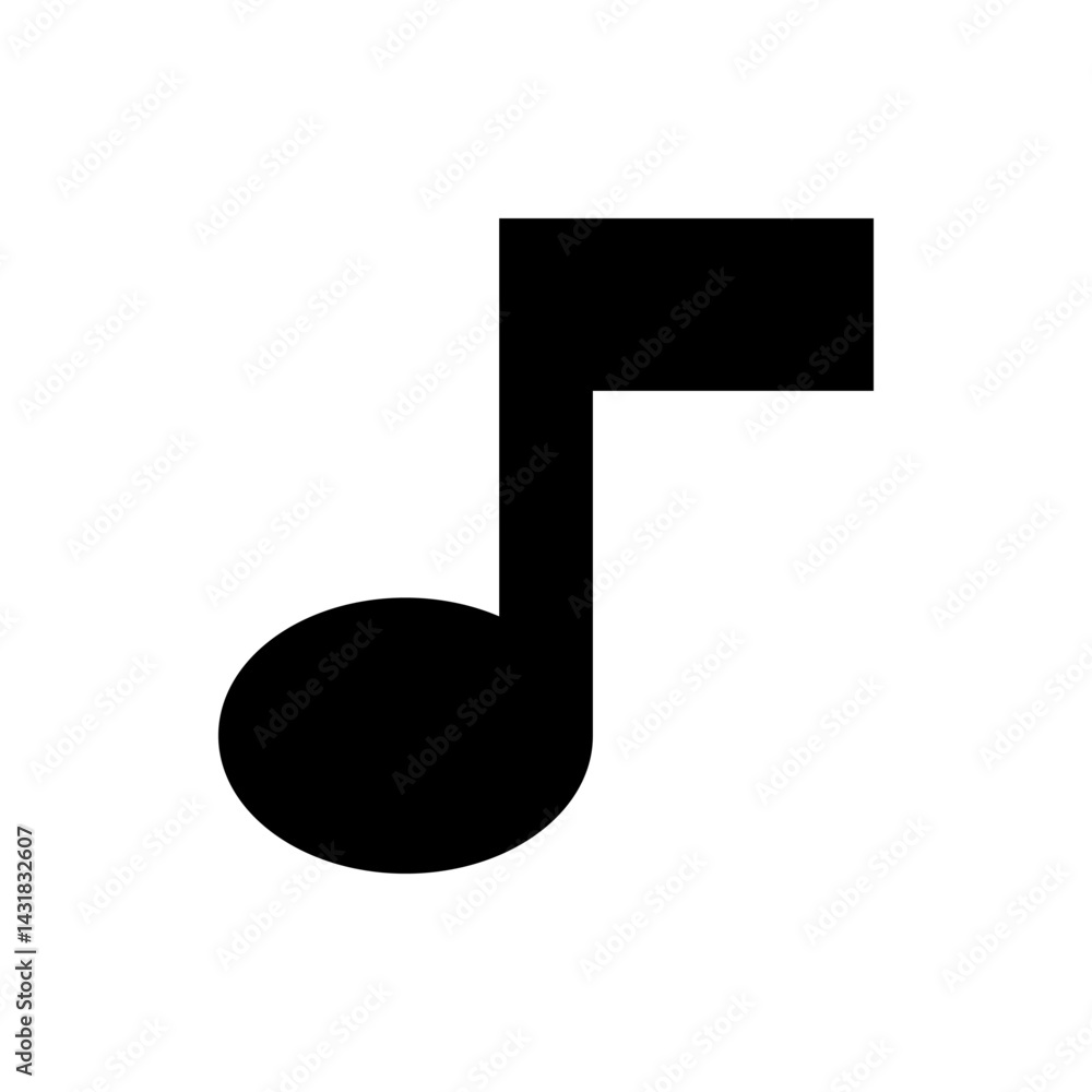 Poster black eighth note musical symbol with a circular note head and a flag on a white background image vi
