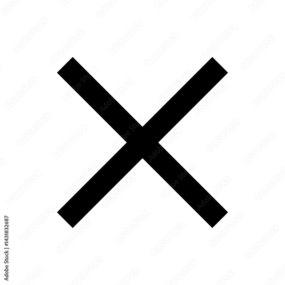 Poster black cross symbol formed by two intersecting lines on a white background in simple graphic design s