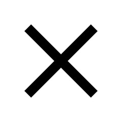 Obraz premium Black cross symbol formed by two intersecting lines on a white background in simple graphic design style