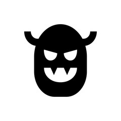 Illustration of a black monster with horns and sharp teeth on a white background vector image