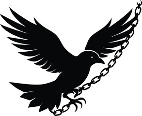 Freedom Bird Breaking Chain Silhouette