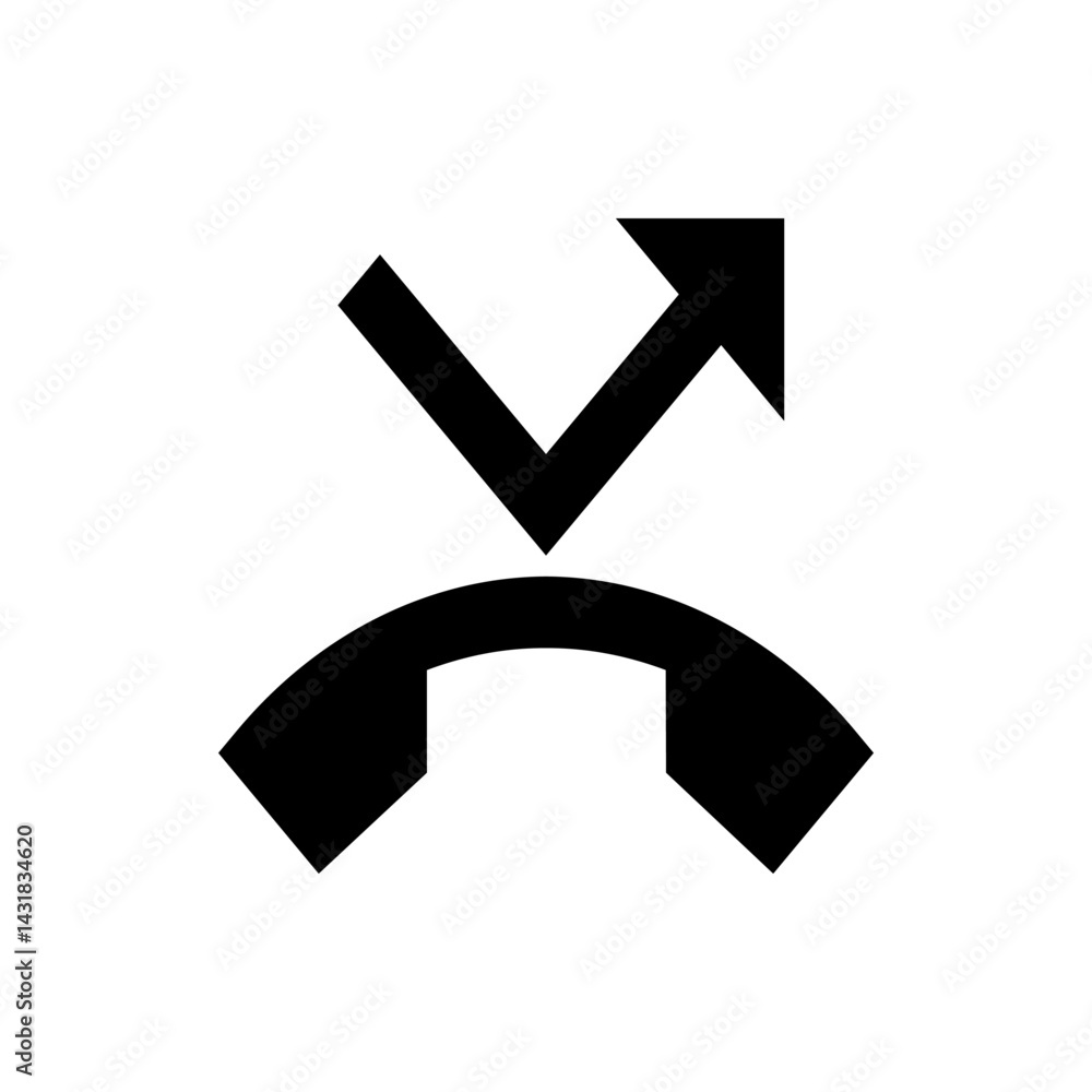 Poster call forwarding symbol featuring a phone receiver icon with an arrow pointing upwards and to the rig