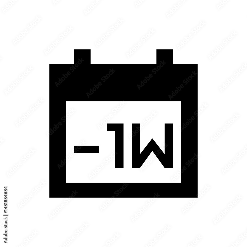 Poster black and white calendar icon showing the days of the week with a minimalist design and bold typogra