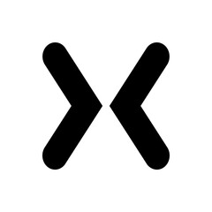 Two black arrows pointing towards each other with rounded ends on a white background in a simple design