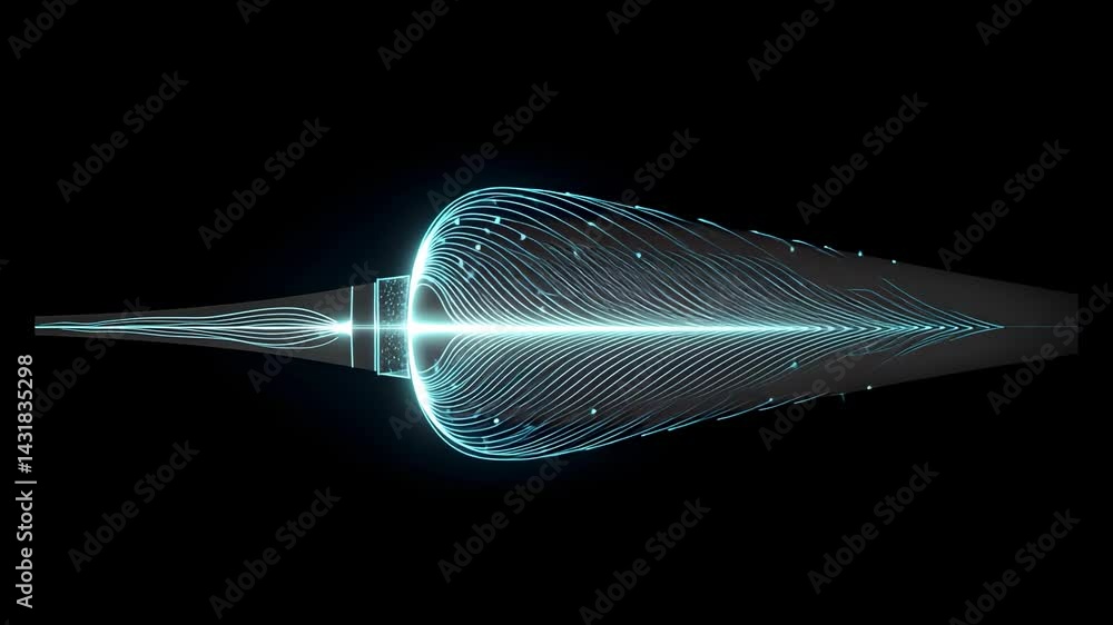 Aufkleber abstract flowing light streams animation on black background: futuristic technology, data visualizat