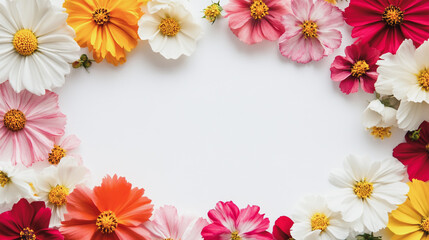 Obraz premium Elegant wedding invitation card background . Minimal hand painted watercolor Cosmos flowers texture template background. Design for wedding, vip cover, poster, rsvp moderncard.Valentine's Day