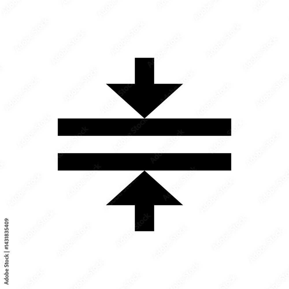 Poster black arrows pointing up and down separated by a horizontal line on a white background graphic art