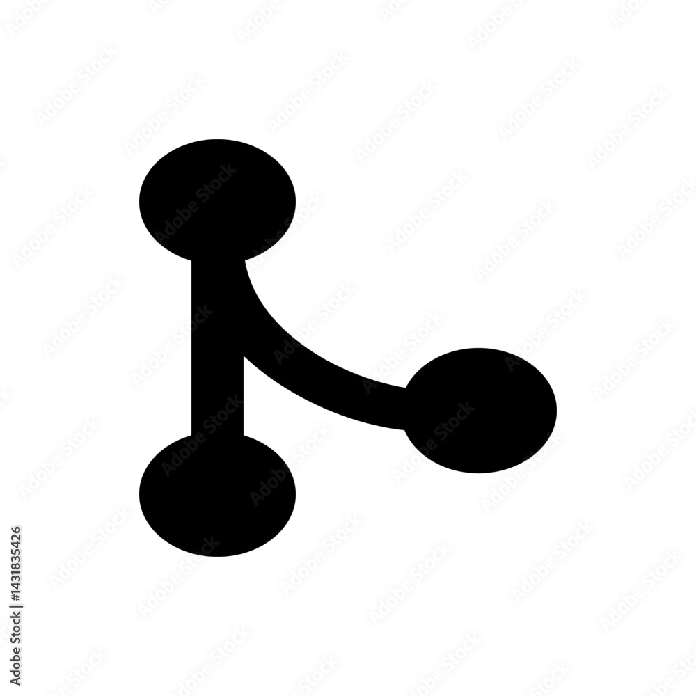 Poster black branching diagram with three circles connected by lines on a white background image view