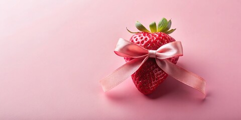 Red Strawberry with Pink Bow: Coquette Ballet Core Printable Flat Illustration