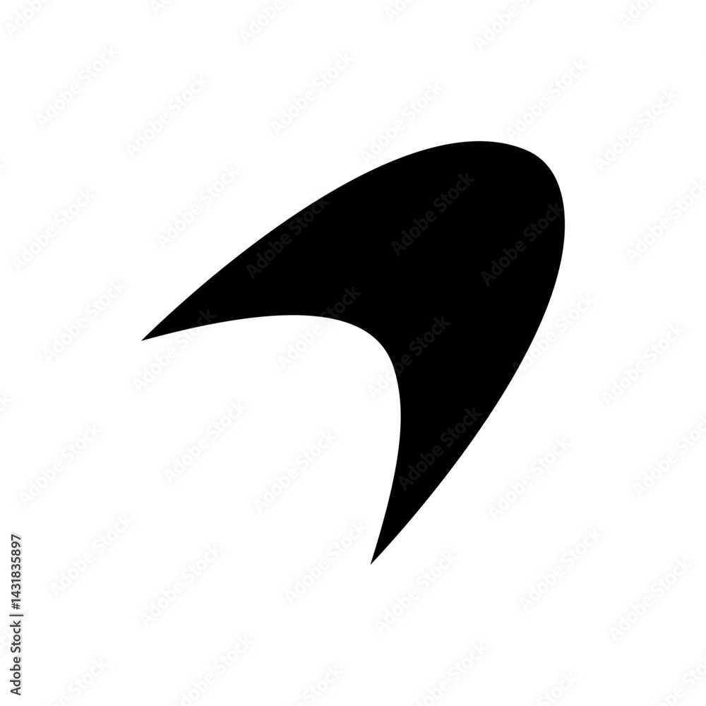 Poster abstract black shape with a curved edge and a pointed tip on a plain white background image design a