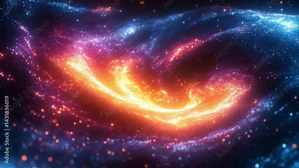 Poster cosmic fire and ice: a mesmerizing cosmic swirl of fiery orange and cool blue energy, creating a dyn