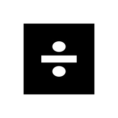 Illustration of a division symbol with two circles and a line on a black square background design