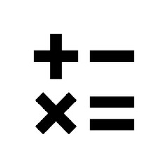 Illustration showing basic mathematical symbols including addition subtraction multiplication and equals sign