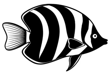 Sea Fish Vector Line Art – Cute Cartoon Clipart, Logo Icon, Minimal Illustration on White Background