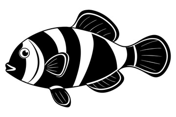 Sea Fish Vector Line Art – Cute Cartoon Clipart, Logo Icon, Minimal Illustration on White Background