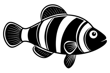 Sea Fish Vector Line Art – Cute Cartoon Clipart, Logo Icon, Minimal Illustration on White Background