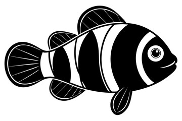 Sea Fish Vector Line Art – Cute Cartoon Clipart, Logo Icon, Minimal Illustration on White Background