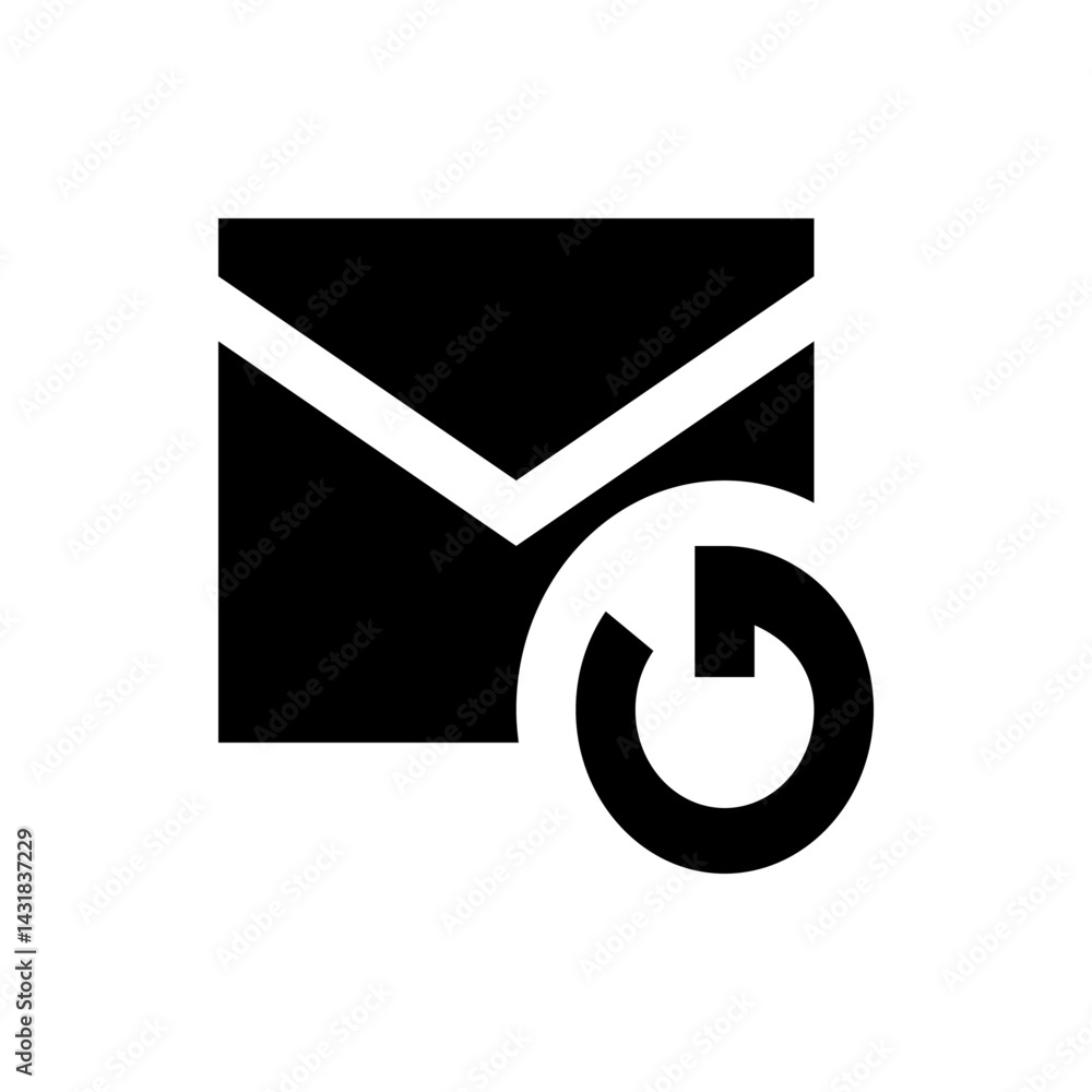 Poster black email envelope with a white arrow in a circular shape indicating a refresh or reload action ic