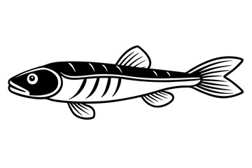 Sea Fish Vector Line Art – Cute Cartoon Clipart, Logo Icon, Minimal Illustration on White Background