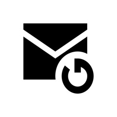 Black email envelope with a white arrow in a circular shape indicating a refresh or reload action icon