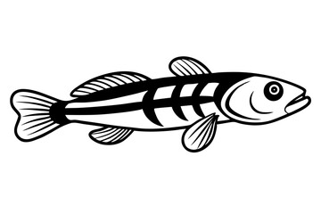 Sea Fish Vector Line Art – Cute Cartoon Clipart, Logo Icon, Minimal Illustration on White Background