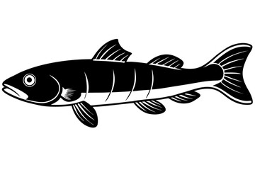 Sea Fish Vector Line Art – Cute Cartoon Clipart, Logo Icon, Minimal Illustration on White Background