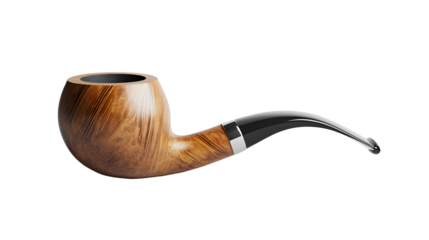 A wooden pipe with a black handle