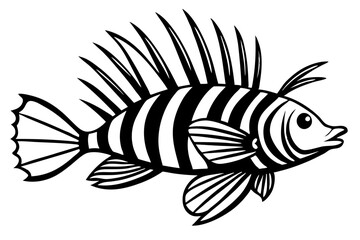 Sea Fish Vector Line Art – Cute Cartoon Clipart, Logo Icon, Minimal Illustration on White Background