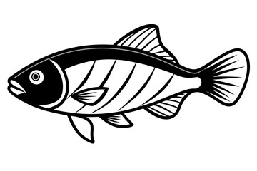 Sea Fish Vector Line Art – Cute Cartoon Clipart, Logo Icon, Minimal Illustration on White Background