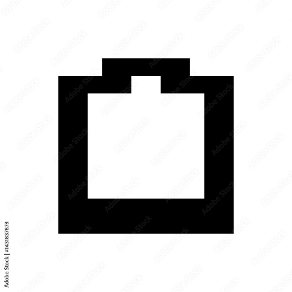 Poster isolated black and white battery icon with a simple rectangular shape and a small top connector desi