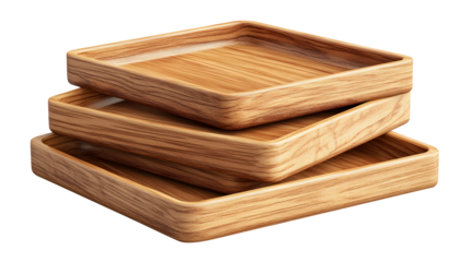 Three wooden trays stacked on top of each other