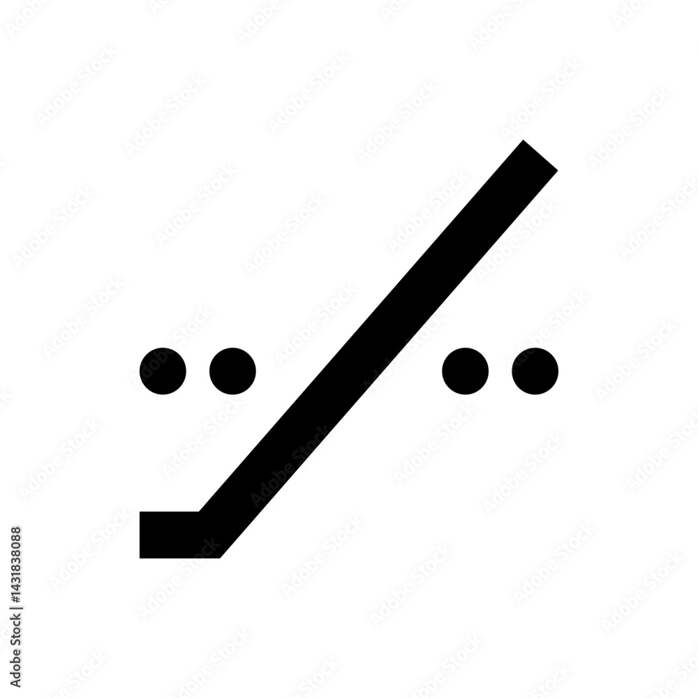 Poster a minimalist abstract design featuring a bold diagonal line and symmetrical dot placements on a whit