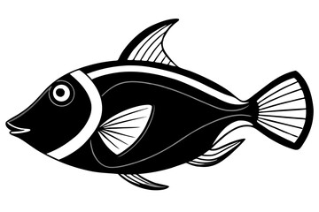 Sea Fish Vector Line Art – Cute Cartoon Clipart, Logo Icon, Minimal Illustration on White Background