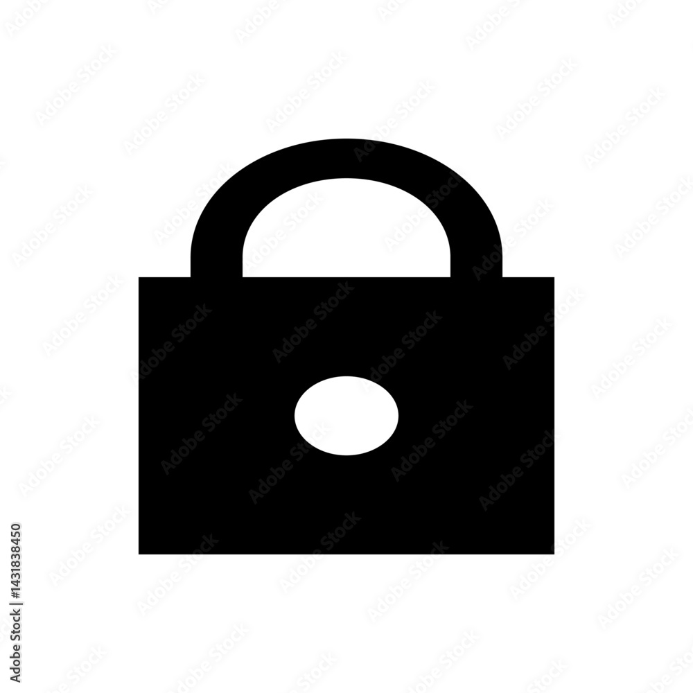 Poster a simple black padlock with a white keyhole centered on a white background in a minimalist style