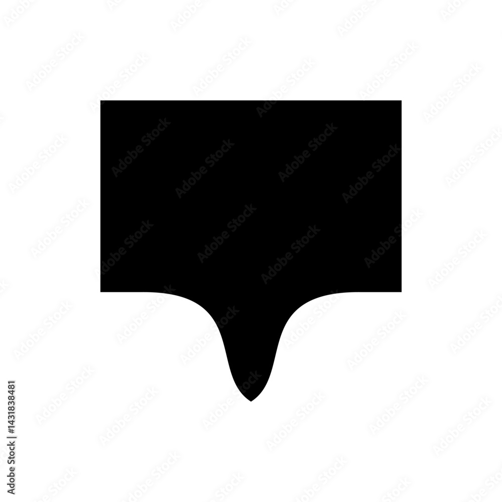 Poster a solid black shape with a square top and a pointed bottom resembling a marker or a map pin icon