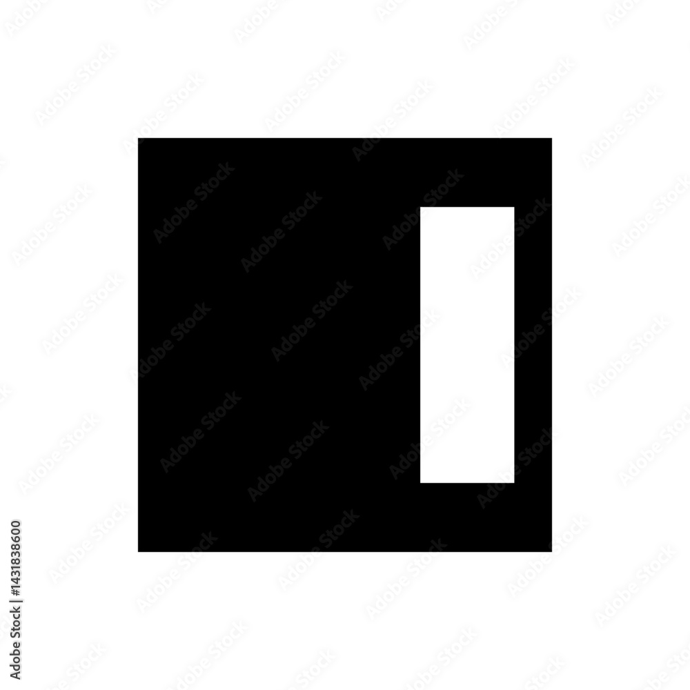Poster black rectangle with a smaller white rectangle on the right side creating a simple contrast design e